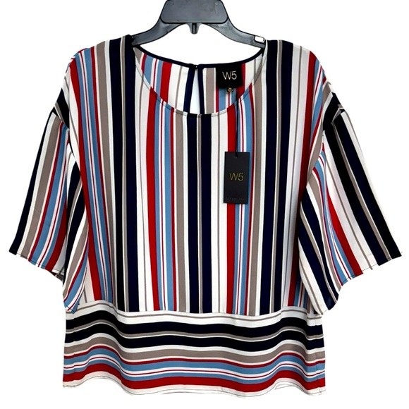 Anthropologie Tops - Anthropologie W5 Women’s Striped‎ Blouse - Red, Blue, White Size M **274